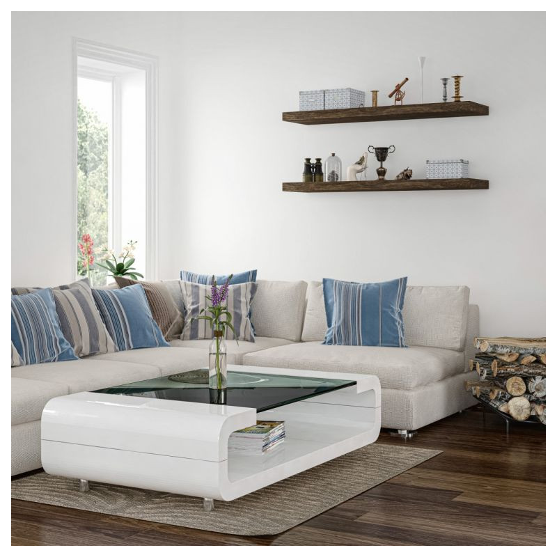 Stilista nástěnná police, sada 2 kusů, 30 cm, bílý lesk