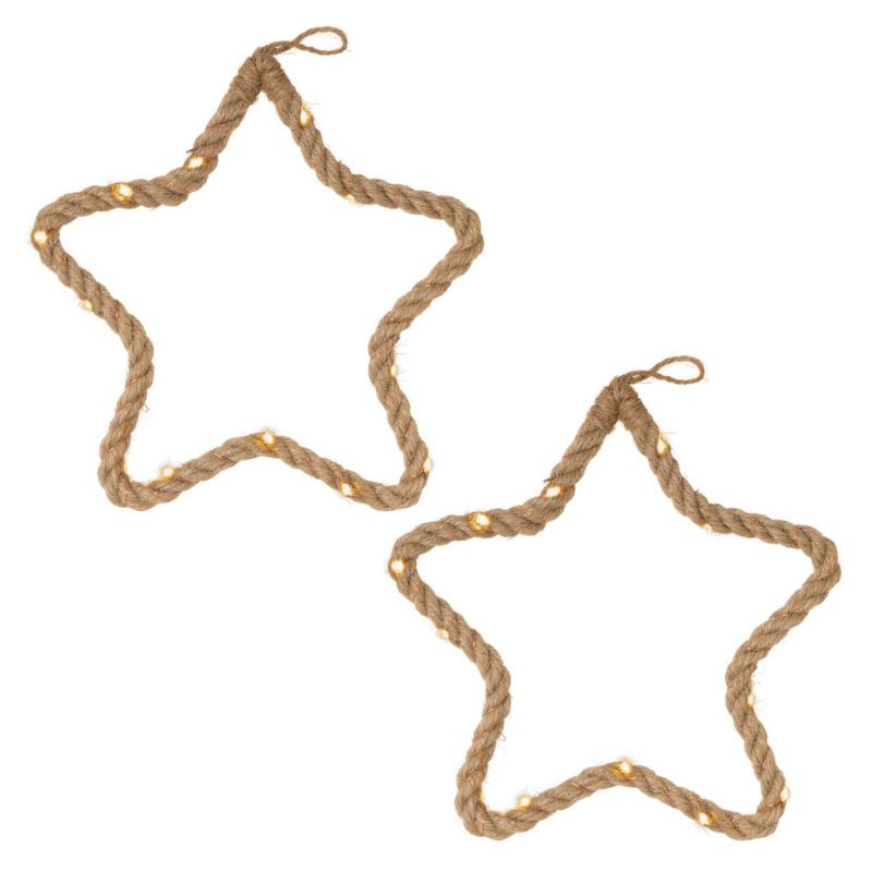 Vánoční dekorace hvězda, 15 LED, teplá bílá, 2 kusy