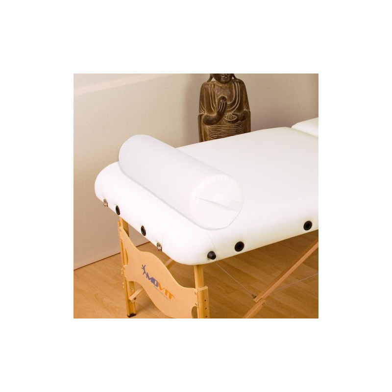 Polštář pro masážní stůl bílý kožený 68 cm válec