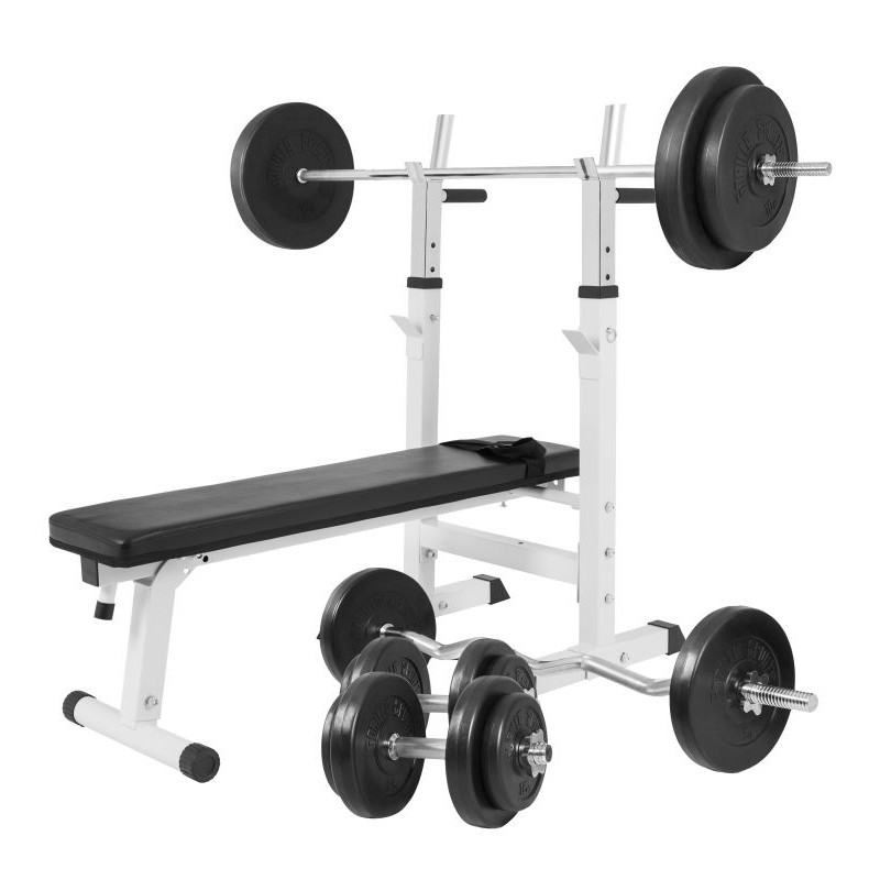 Gorilla Sports Posilovací lavice + nakládací set, 100 kg