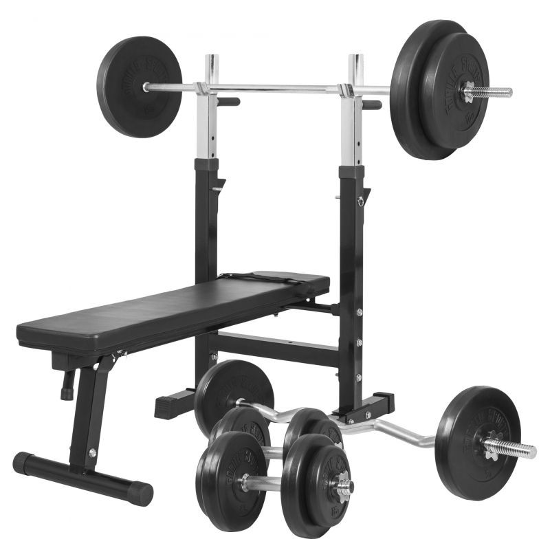 Gorilla Sports Posilovací lavice + nakládací set 100 kg