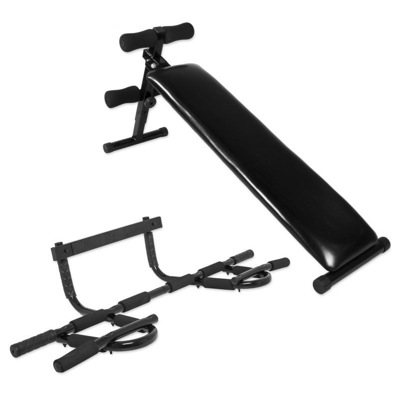 Gorilla Sports Set lavička a multifunkční hrazda, černá