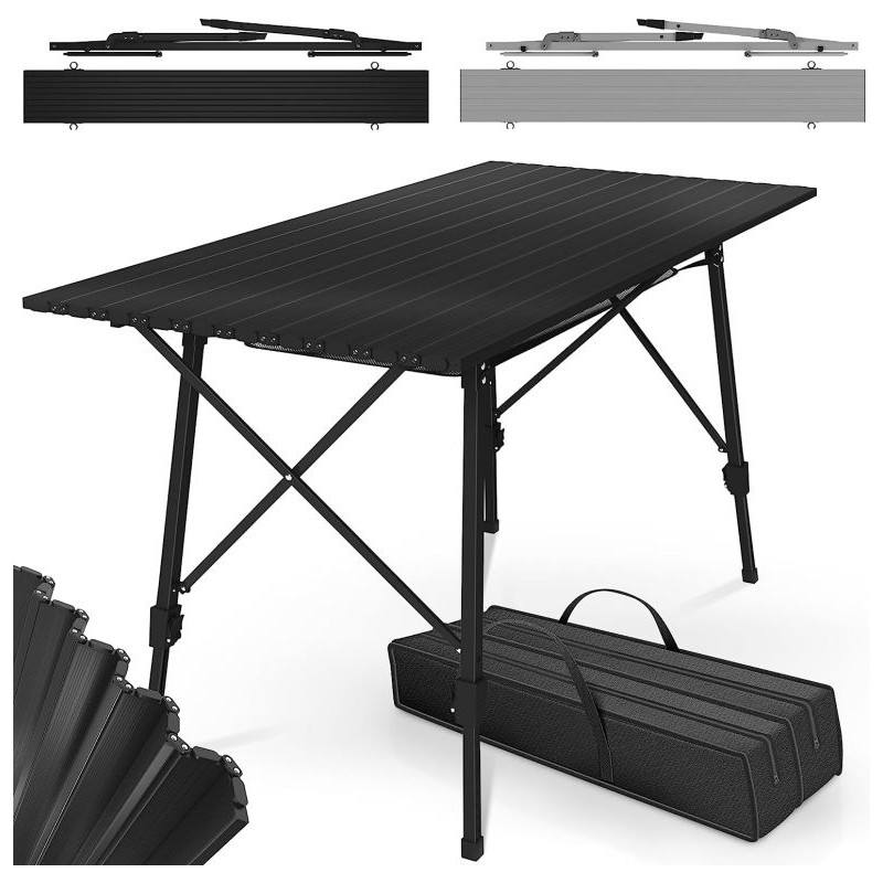 MIADOMODO Skládací kempingový stůl, 90 x 45 x 53 cm, černá