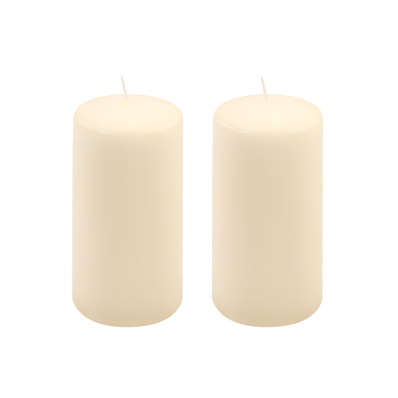 Sada sloupových svíček, 15 cm, Ø 7,5 cm, krémové, 2 ks