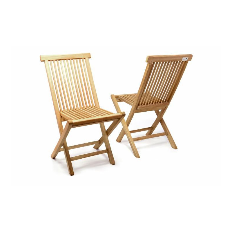 DIVERO skládací židle z týkového dřeva, 2 kusy