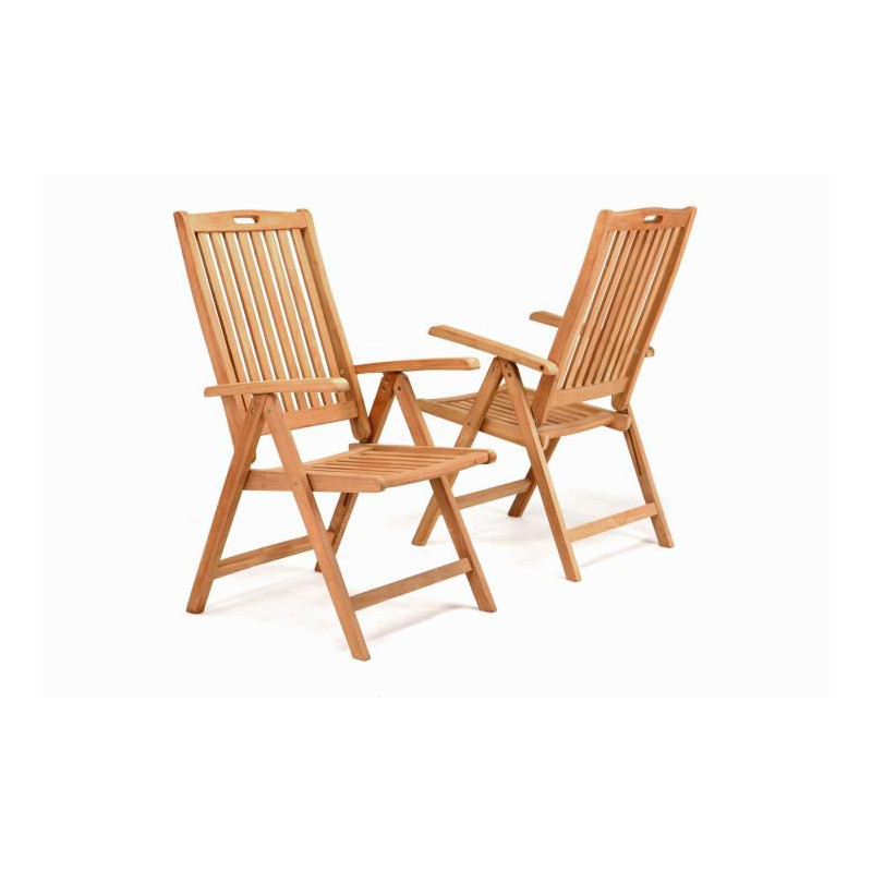 DIVERO skládací židle z týkového dřeva, 2 kusy
